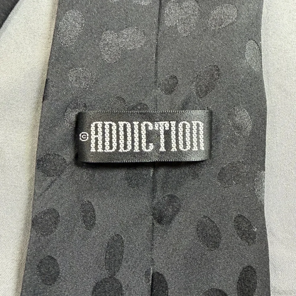 Vintage Addiction Mens Black Silk Neck Tie Dalmatian Puppies Christmas Santa Hat
